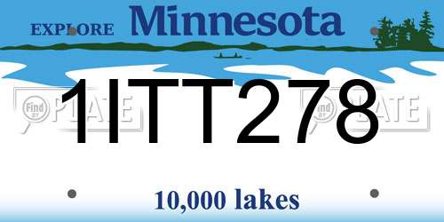 1ITT278 Minnesota License Plate