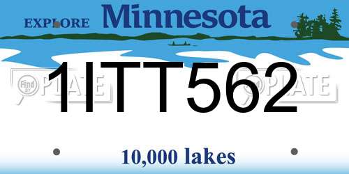 1ITT562 Minnesota License Plate