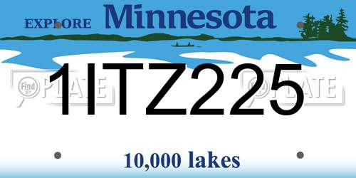 1ITZ225 Minnesota License Plate