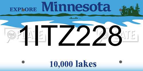 1ITZ228 Minnesota License Plate