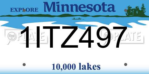 1ITZ497 Minnesota License Plate