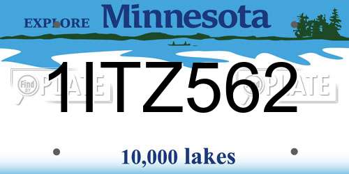 1ITZ562 Minnesota License Plate