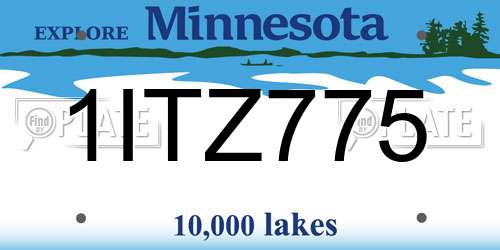 1ITZ775 Minnesota License Plate