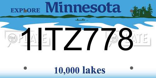 1ITZ778 Minnesota License Plate