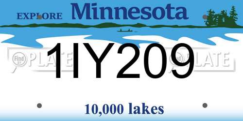 1IY209 Minnesota License Plate