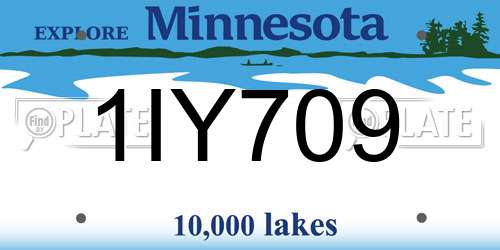 1IY709 Minnesota License Plate