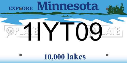 1IYT09 Minnesota License Plate