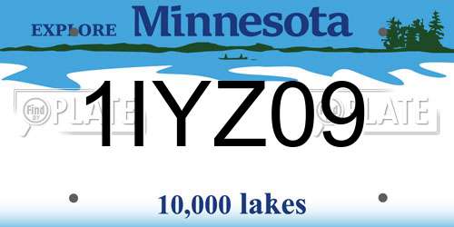 1IYZ09 Minnesota License Plate