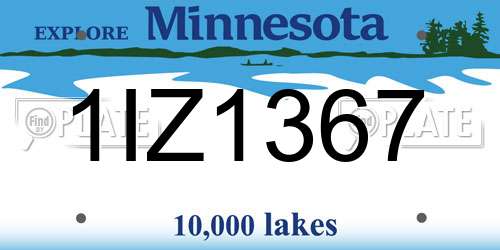 1IZ1367 Minnesota License Plate