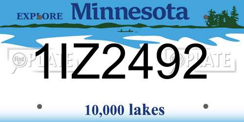 1IZ2492 Minnesota License Plate