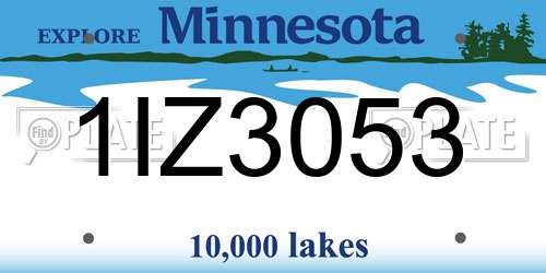 1IZ3053 Minnesota License Plate