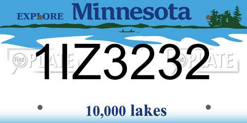1IZ3232 Minnesota License Plate