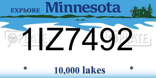 1IZ7492 Minnesota License Plate
