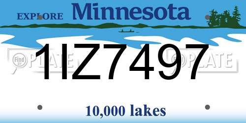 1IZ7497 Minnesota License Plate