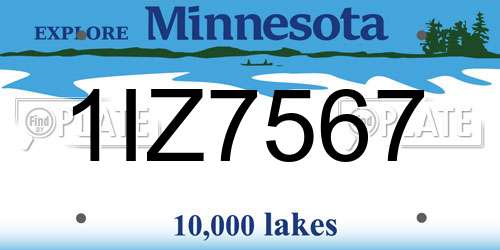 1IZ7567 Minnesota License Plate