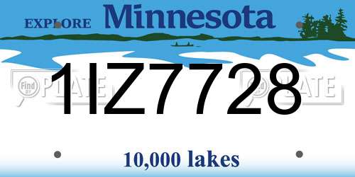 1IZ7728 Minnesota License Plate