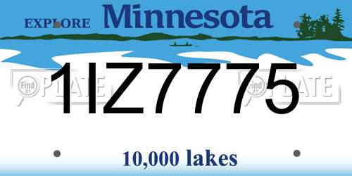 1IZ7775 Minnesota License Plate