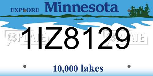 1IZ8129 Minnesota License Plate