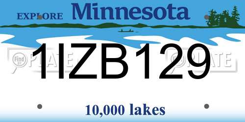 1IZB129 Minnesota License Plate
