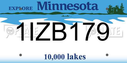 1IZB179 Minnesota License Plate