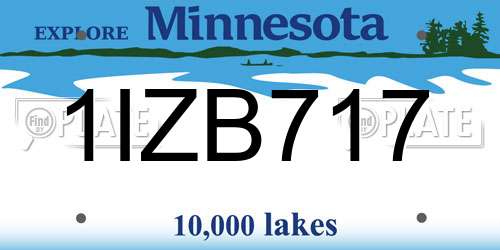 1IZB717 Minnesota License Plate