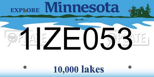 1IZE053 Minnesota License Plate