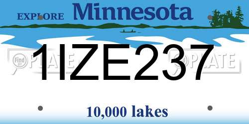 1IZE237 Minnesota License Plate