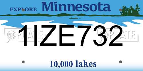 1IZE732 Minnesota License Plate