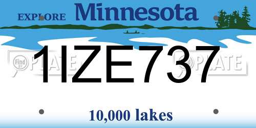 1IZE737 Minnesota License Plate