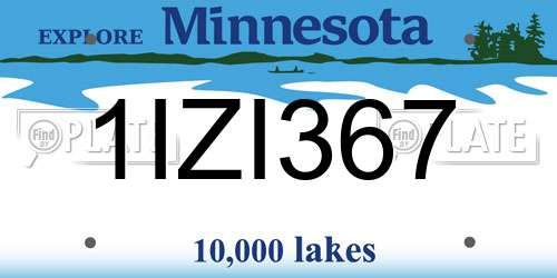 1IZI367 Minnesota License Plate