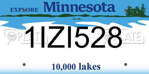 1IZI528 Minnesota License Plate