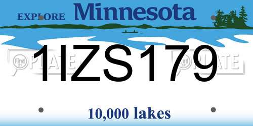 1IZS179 Minnesota License Plate