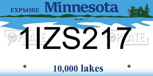 1IZS217 Minnesota License Plate