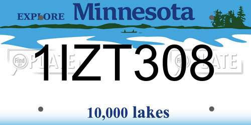 1IZT308 Minnesota License Plate