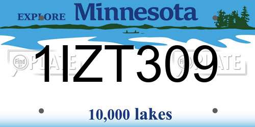 1IZT309 Minnesota License Plate