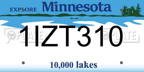 1IZT310 Minnesota License Plate
