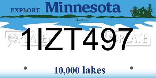 1IZT497 Minnesota License Plate