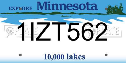 1IZT562 Minnesota License Plate