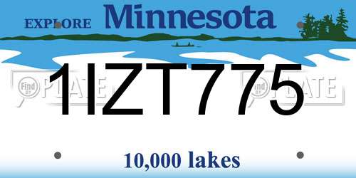 1IZT775 Minnesota License Plate