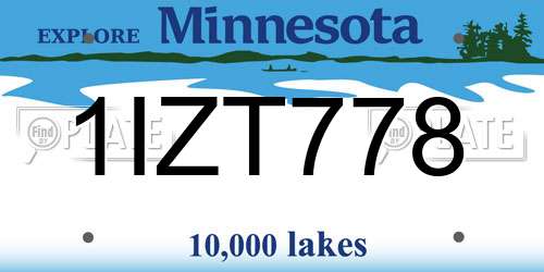 1IZT778 Minnesota License Plate
