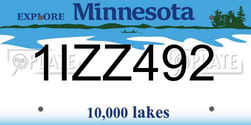 1IZZ492 Minnesota License Plate