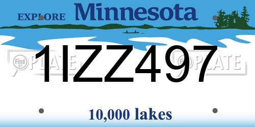 1IZZ497 Minnesota License Plate