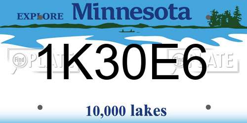 1K30E6 Minnesota License Plate