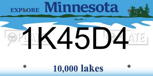 1K45D4 Minnesota License Plate