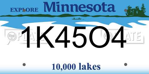 1K45O4 Minnesota License Plate