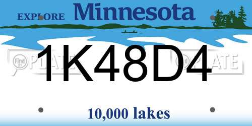 1K48D4 Minnesota License Plate