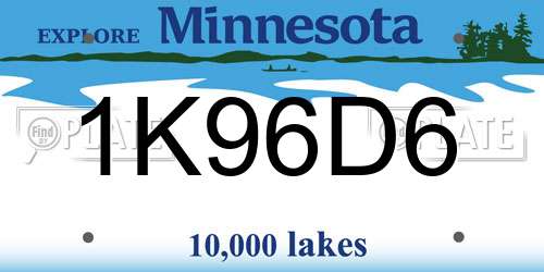 1K96D6 Minnesota License Plate