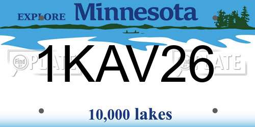 1KAV26 Minnesota License Plate