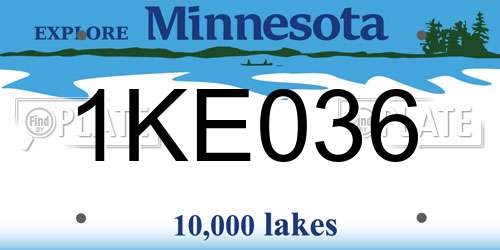 1KE036 Minnesota License Plate