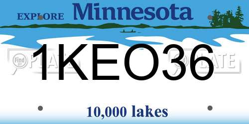 1KEO36 Minnesota License Plate